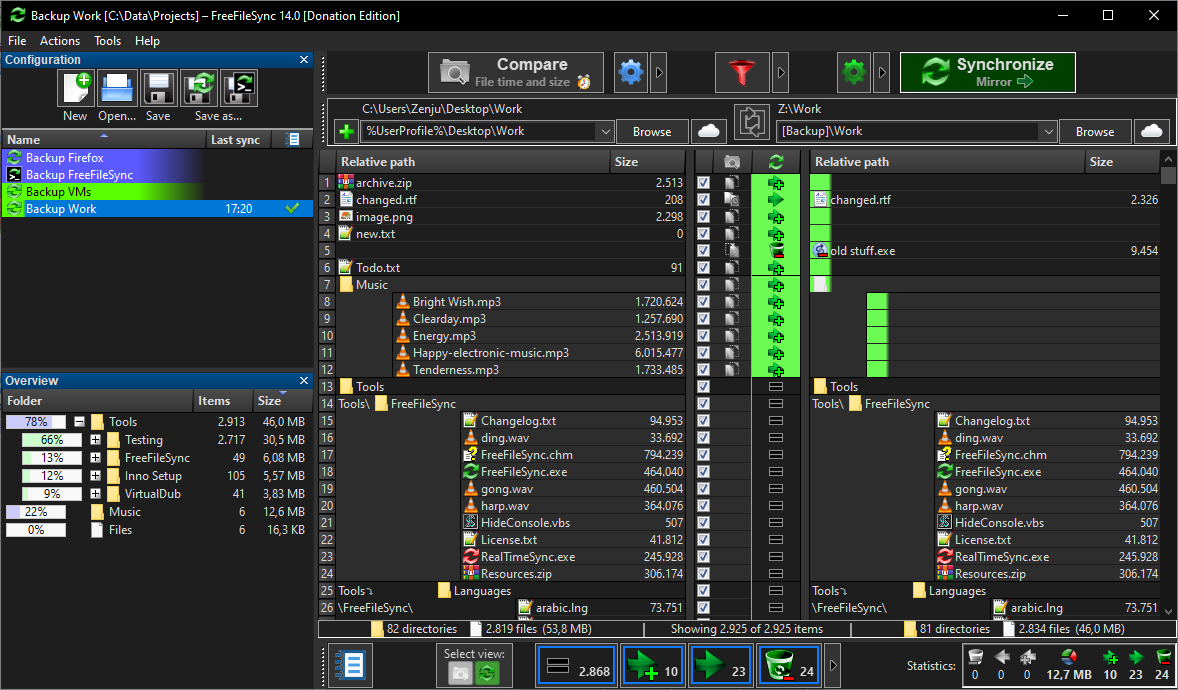 FreeFileSync界面展示
