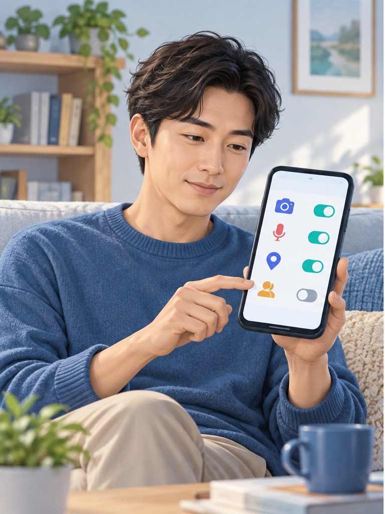 用户逐项检查安卓应用的相机麦克风定位权限