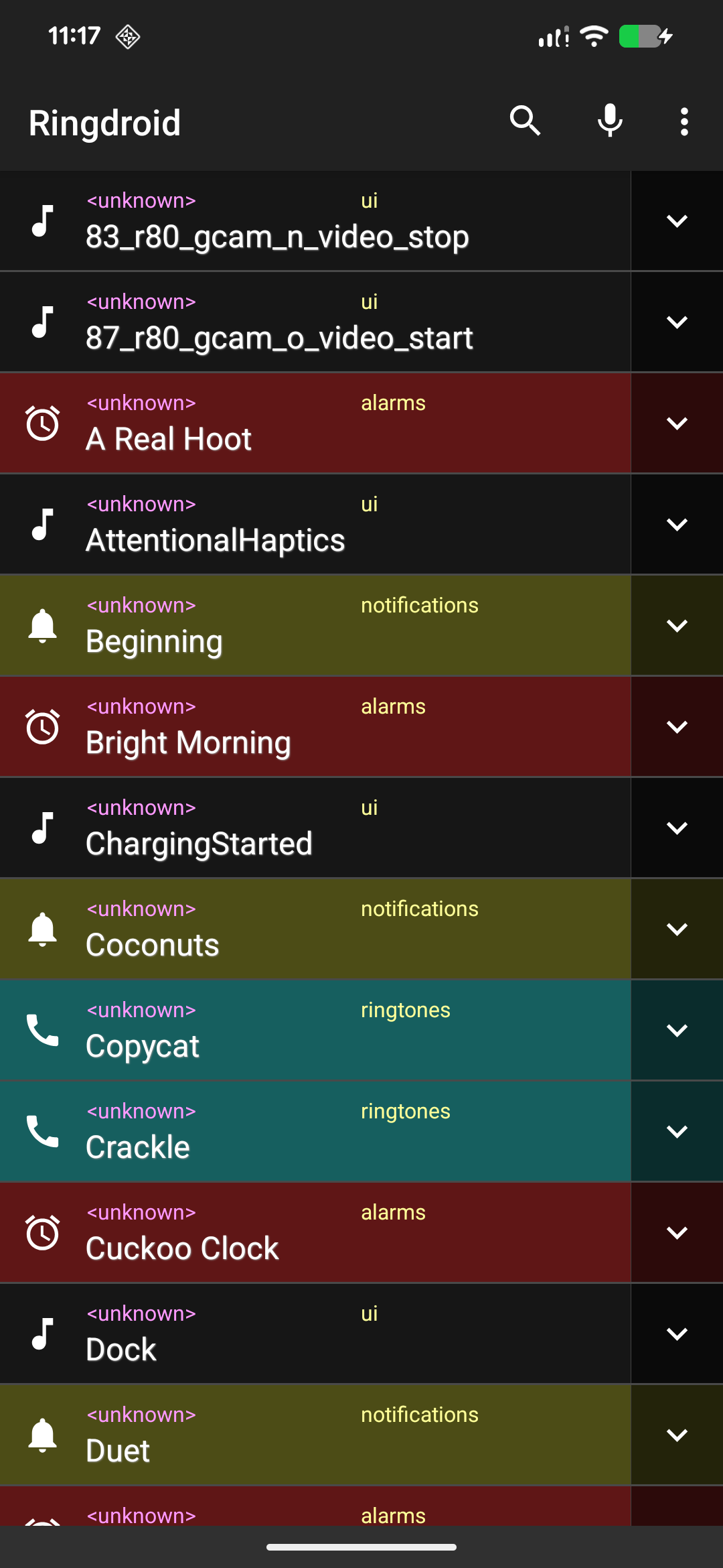 Ringdroid音频波形起止点选择和试听剪辑界面