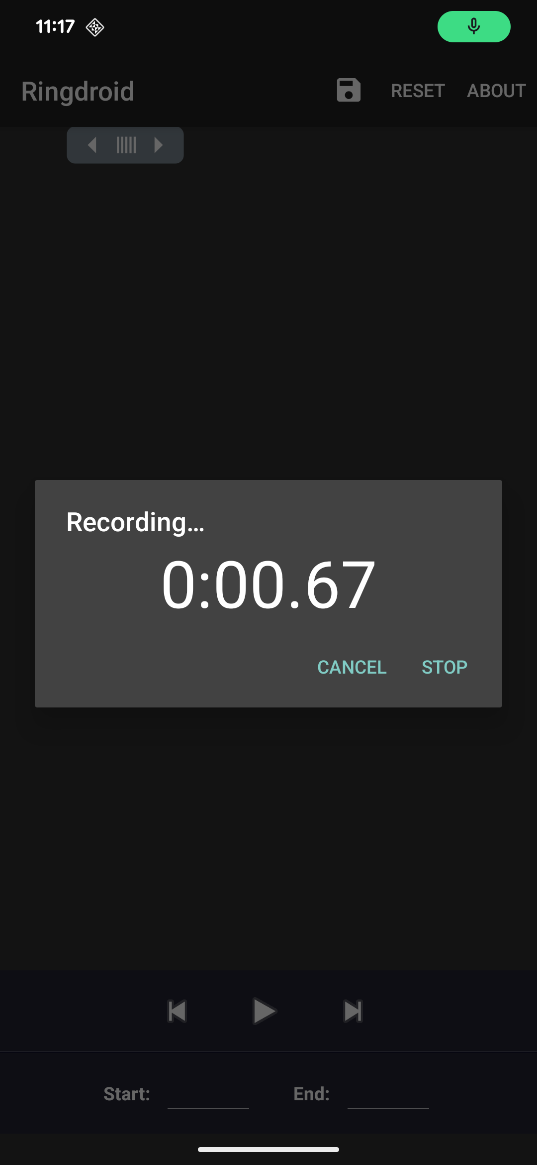 Ringdroid保存铃声闹钟声和通知音的输出界面