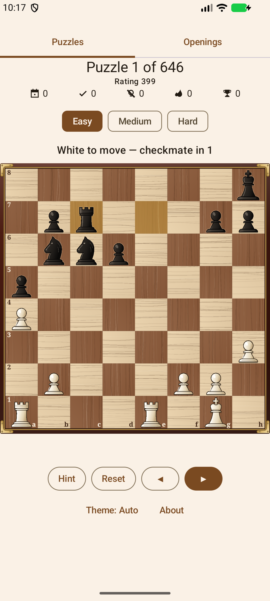 Chess Puzzles国际象棋战术题主要功能与操作界面