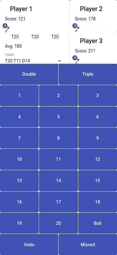 DartsTrainer飞镖收尾路线选择界面
