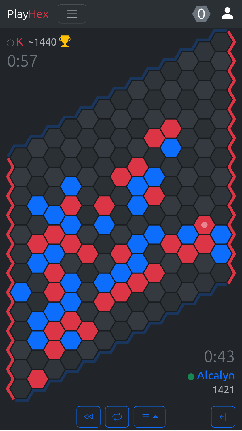 PlayHex六角棋在线棋盘和落子界面