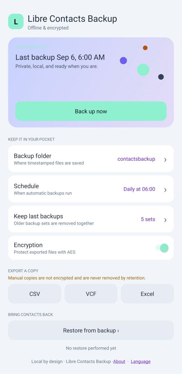 Libre Contacts Backup联系人备份 v2.7.1安卓版截图