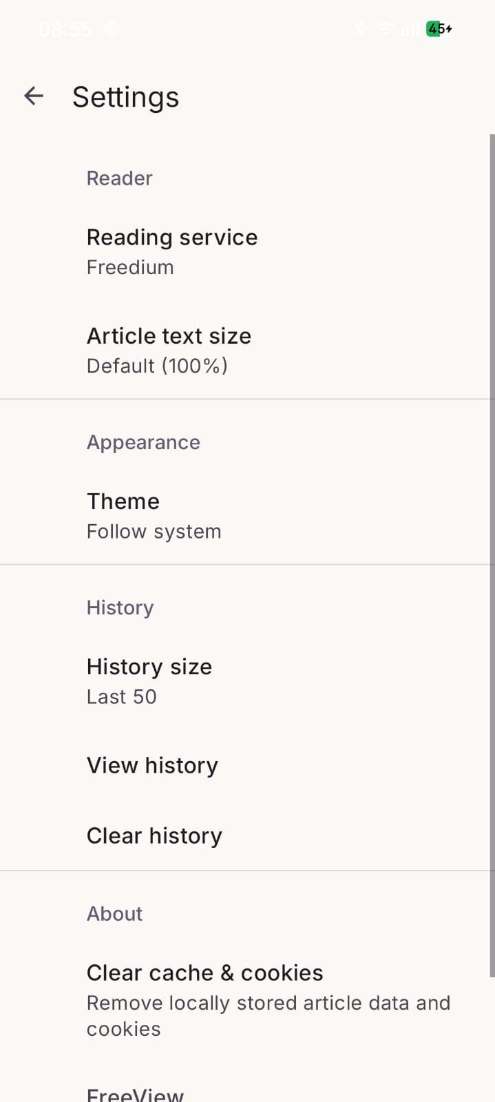 FreeView文章阅读器 v1.2安卓版截图