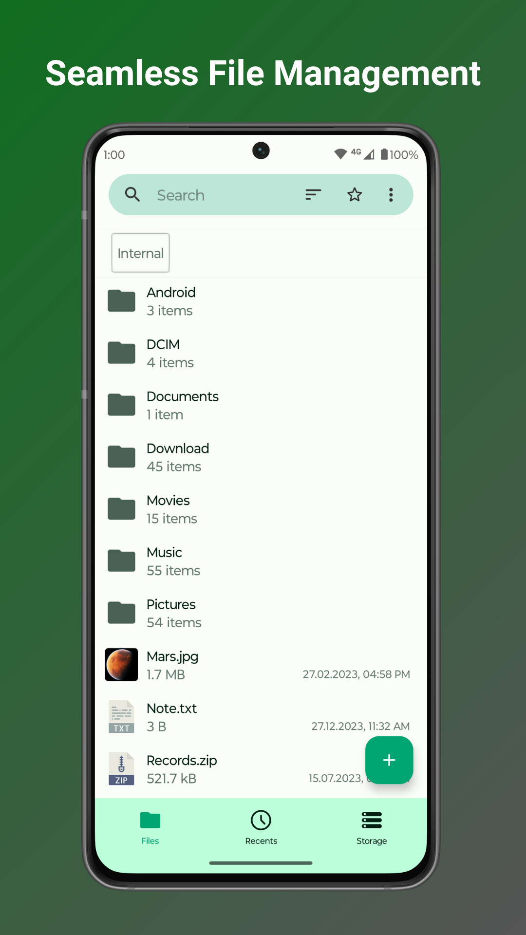 Fossify File Manager真实文件列表截图
